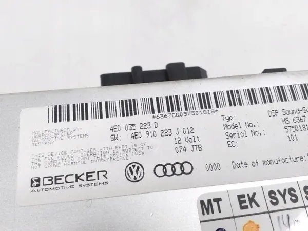 Amplificateur audio Audi A8 S8 D3 OEM 4E0035223D image 5