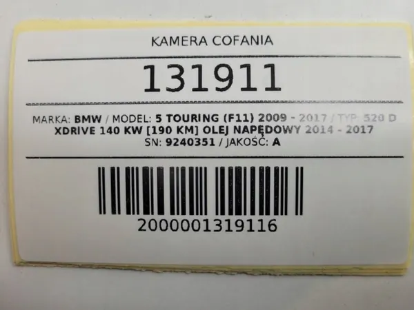 Kit caméra BMW OE 9240351 pour Série 5 F10/F11 image 8