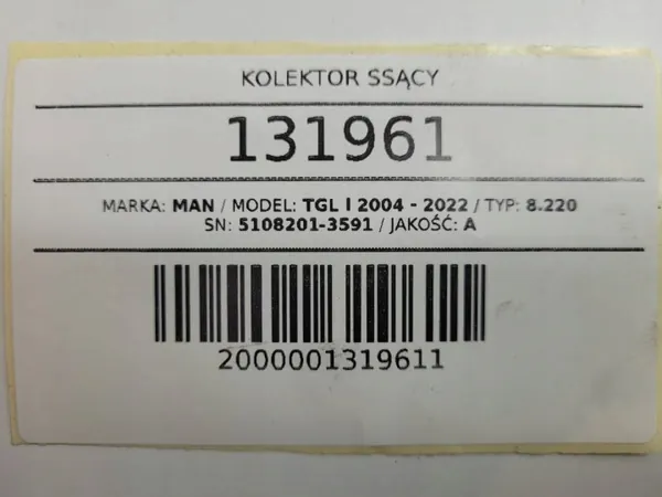 Coletor de Admissão MAN TGL OEM 5108201-3591 Usado image 9