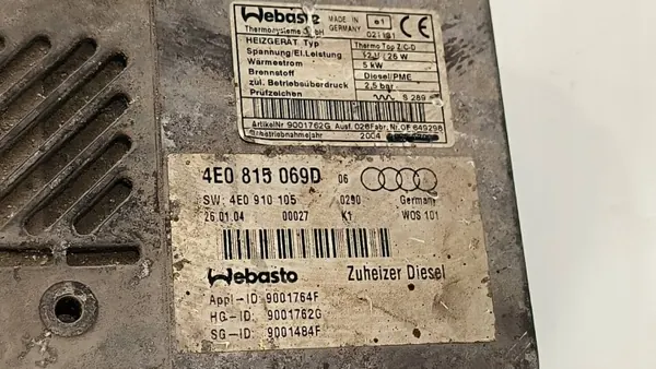Calentador Webasto OEM 4E0815069D para Audi A8 D3 3.0 TDI image 6