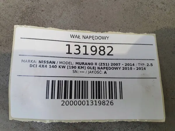Árbol de transmisión OEM AUST131982 para Nissan Murano II image 6