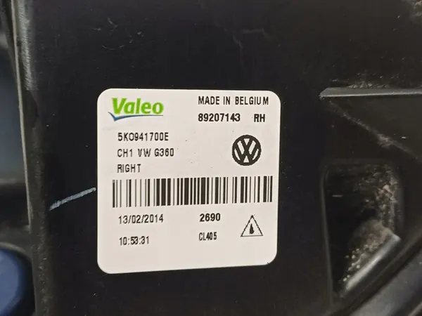 VW GOLF 6 VI 08-12 Halógeno Direito Valeo 5K0941700E image 7