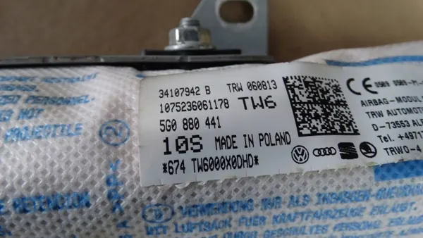 Airbag OEM 5G0880441 Banco Traseiro Esquerdo VW Golf VII image 4
