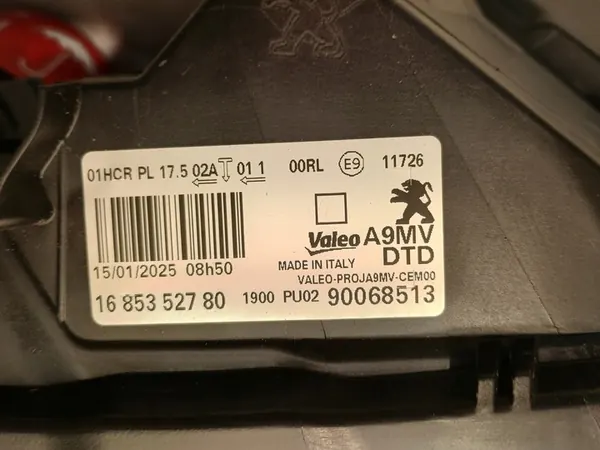 Oikea Ajovalo Peugeot 208 Lift Eurooppalainen OEM 1685352780 image 7