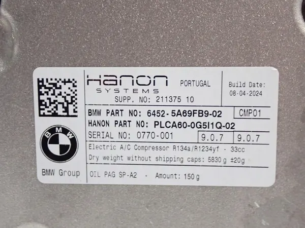 Compresseur AC BMW I4 G26 Gran Coupe eDrive40 OEM 5A69FB9 image 6