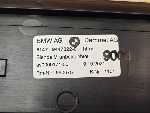 OEM 9447022 Rechte hintere Schwellerverkleidung BMW G30 image 7