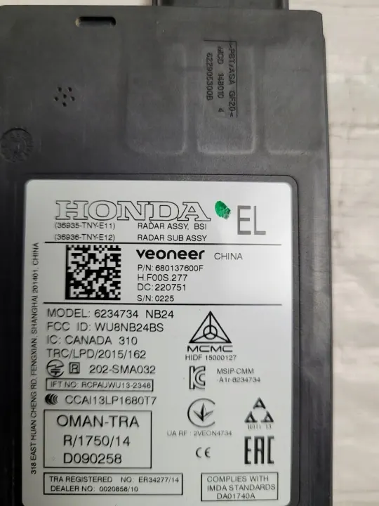 Dodehoeksensor Honda CR-V 2021 OEM 36935-TNY-E11 image 3