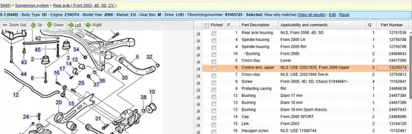 Braccio di Controllo Posteriore Sinistro SAAB 9-3 ESTATE 1.9L diesel 2007 OEM 13230274 image 3