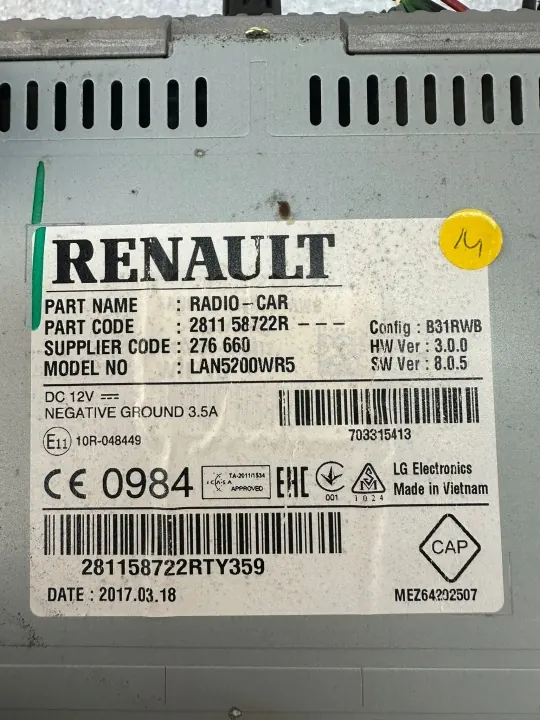OEM 281158722R Radio Navigaatio Renault Trafic III:lle image 4