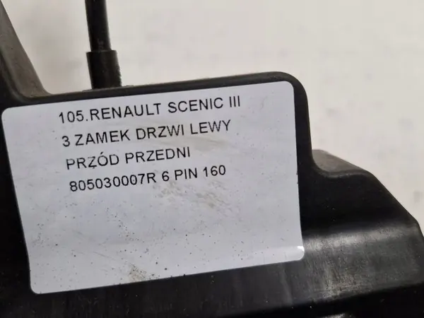 RENAULT SCENIC 3 III VÄNSTER FRAMDÖRRSLÅS 6 PIN 805030007R image 3