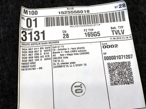 OEM LORK-2067-58946 Türverkleidung Links Vorne VW Golf VII image 4