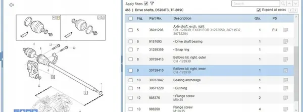 Fram höger axel Volvo V60 2.0L 2012 OEM 30759410 image 6