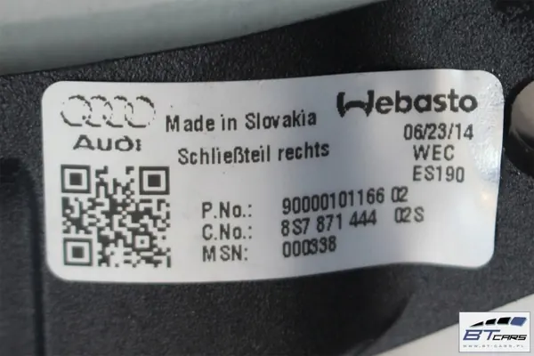 Cerrojo Techo Audi TT Cabrio OEM bt-cars-16487 Usado image 5