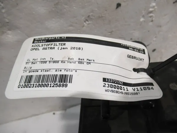 Filtre à charbon OEM 13372192 pour Opel Astra K 1.4 Turbo image 4