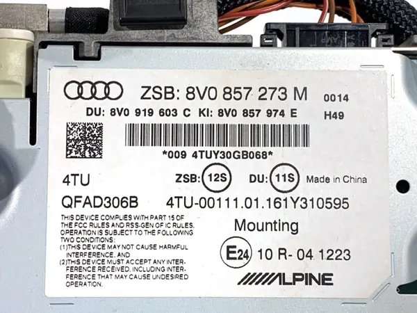 Écran Audi A3 8V OEM 8V0857273M - Affichage Multimédia image 5