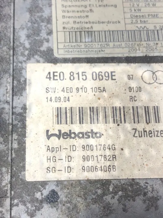 Chauffage Webasto OEM 4E0815069E pour Audi 3.0L Diesel image 4