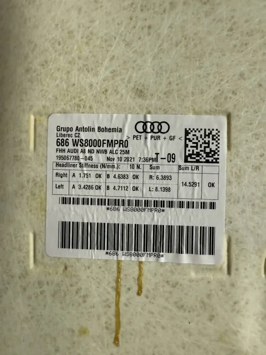 Audi A8 S8 D5 Alcantara Dachhimmel OEM 4N0867505D image 8