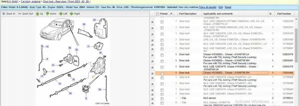 Bakre Höger Dörrlås SAAB 9-3 (YS3F) 12789775 image 7