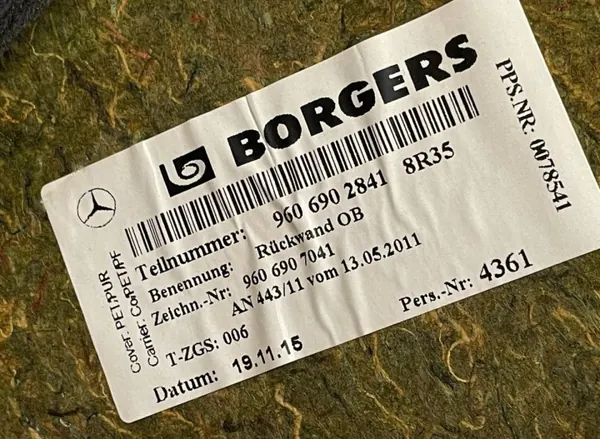 OEM 9606902841 Mercedes-Benz Bakre hytväggspanel image 5