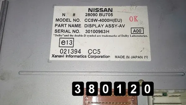 Ecrã de visualização Nissan OEM AM-380120 Usado image 4