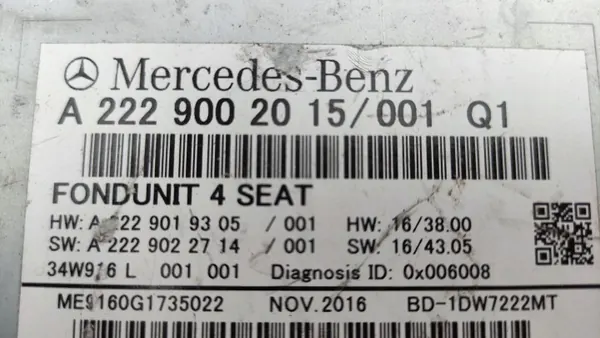Module Fondunit Mercedes S 222 OEM 2229002015 image 4
