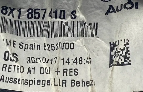 Rechter spiegelframe OEM 8X1857410S Audi A1 image 3