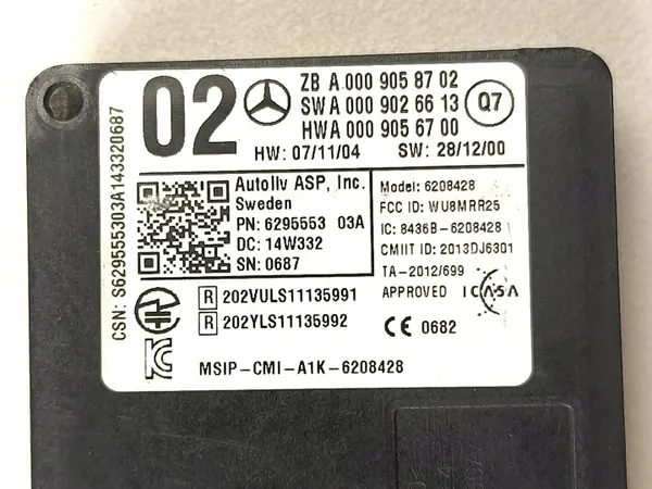Module Radar Angle Mort OEM A0009058702 Arrière Mercedes image 5