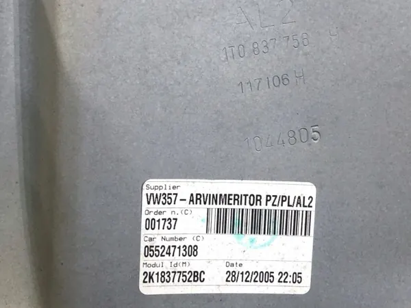 OEM 2K1837752BC Régulateur de vitre avant droit VW Caddy image 3