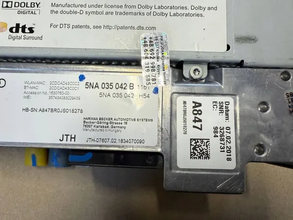 VW Passat B8 Navigering DVD-läsare OEM 5NA035042B image 8