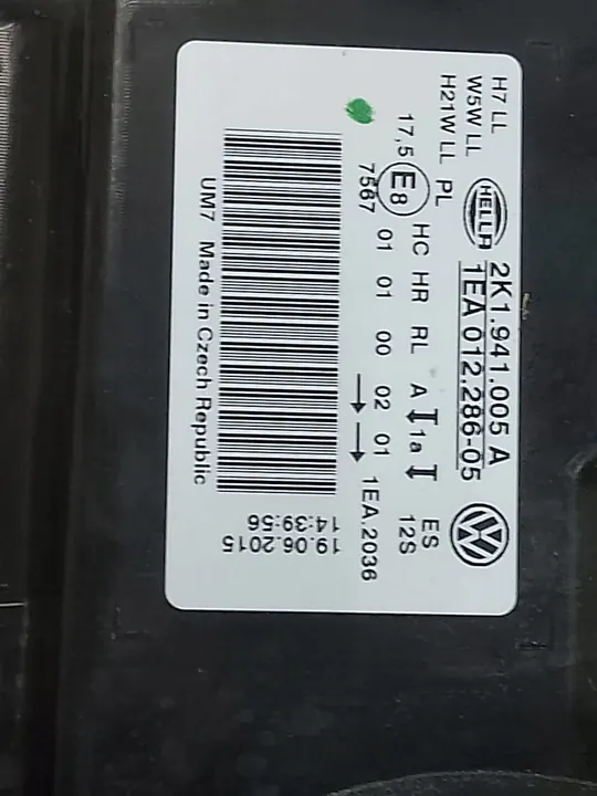 Vasen etuvalaisin Volkswagen Caddy 2K1941005A image 7