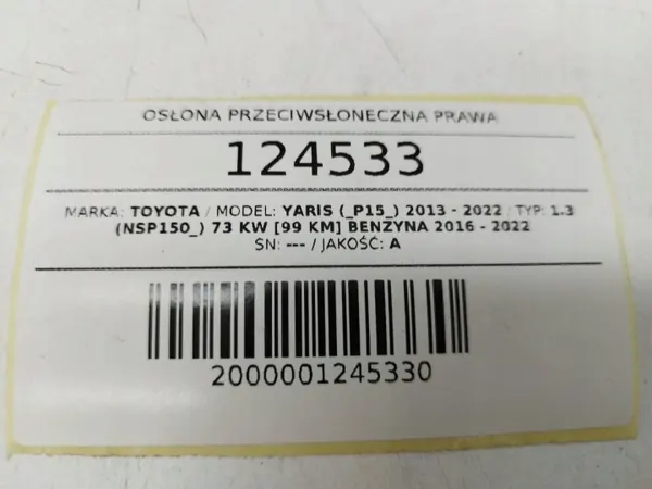 Visor direito OEM AUST124533 para Toyota Yaris III image 4