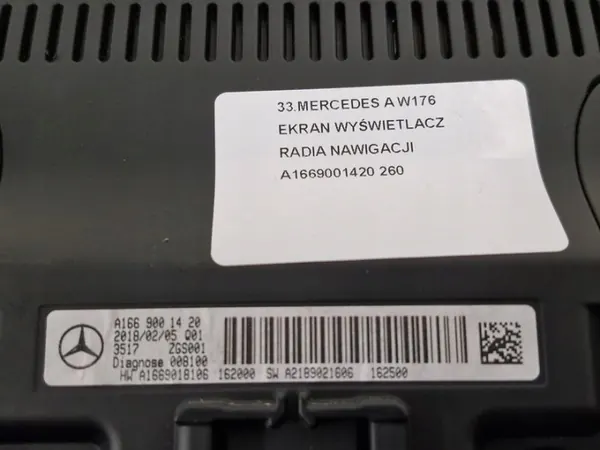 Ecrã Rádio Navegação Mercedes A W176 OEM A1669001420 image 7