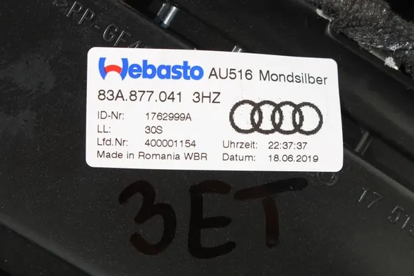 Toit Vitré Panoramique Solaire Audi E-Tron OEM 83A877041 image 9