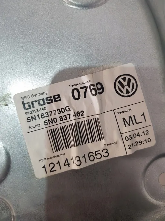 Regulador de Janela Direito Frontal VW Tiguan 5N 5N0837462 image 6