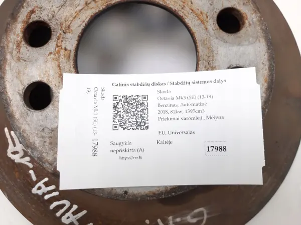 Skoda OE Achter remschijf OEM 190119 - Gebruikt image 7