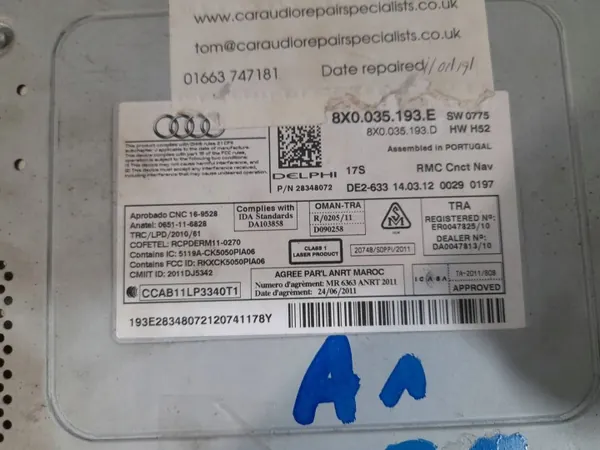 CD Navi Radio OEM 8X0035193E 8X0035193D Audi A1:lle image 6