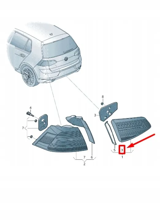 VW Golf VII Variant Joint feu arrière intérieur 5G0945197 image 3