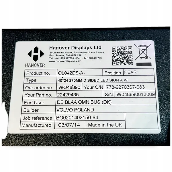 Signe de destination VOLVO Bus Arrière 2249435 image 4