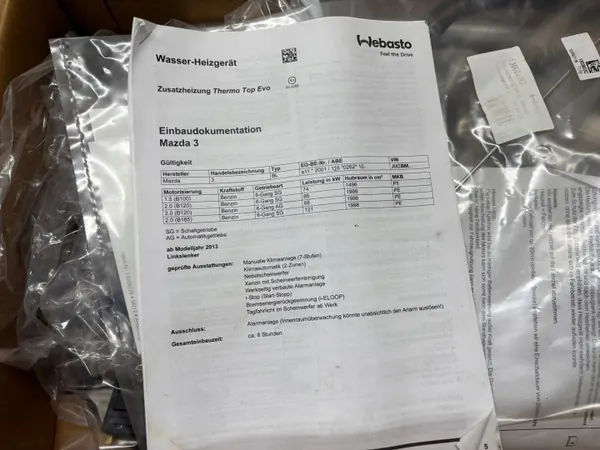 Kit de montagem Webasto Mazda 3 BL 2013 OEM 4100-78-714 image 3