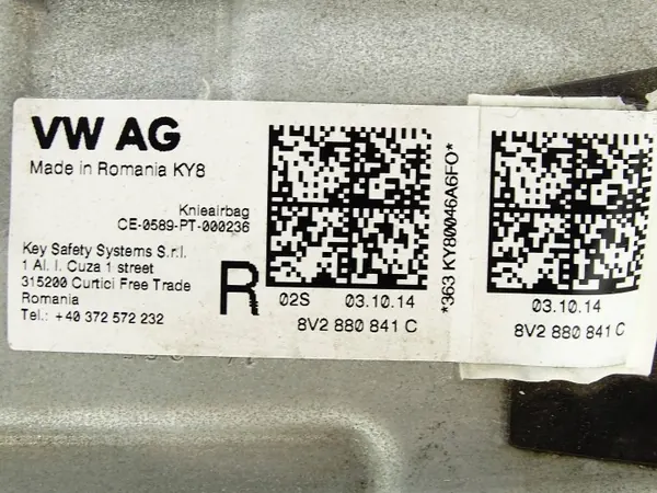Airbag joelho OEM 8V2880841C para Audi A3 S3 8V image 6