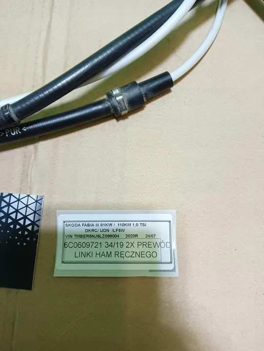 2X Handbrake Cable Wires Skoda Fabia III 1.0 TSI HB image 3