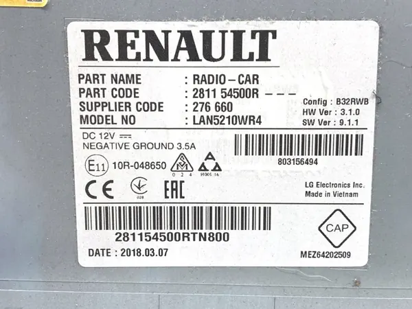 OEM 281154500R Radio för Renault Clio IV - Multimedia image 4