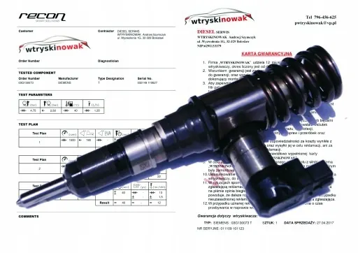 Inyector Diésel Siemens 03G130073T OEM MERCEDES413 image 3