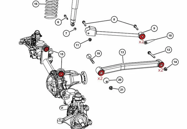 JWJKKPL1 Polyuretanbussningar för Jeep Wrangler JK 2007-2018 image 6