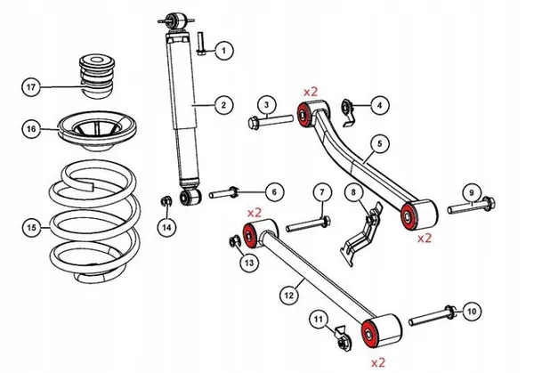JWJKKPL1 Polyuretanbussningar för Jeep Wrangler JK 2007-2018 image 8