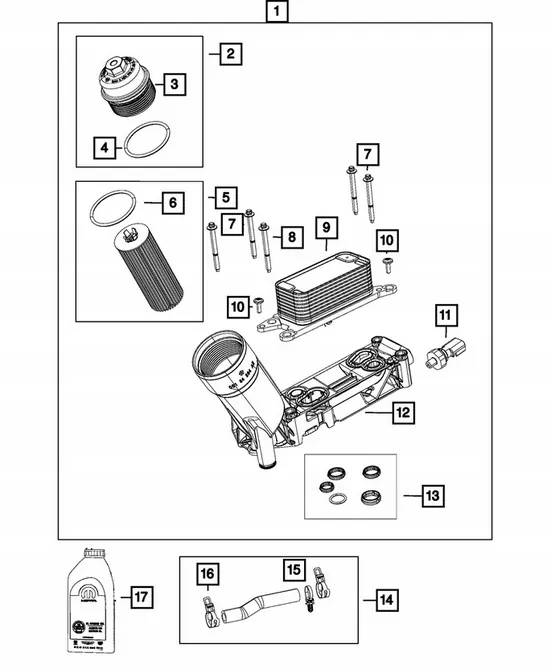 Oliefilterkoeler OEM 68365931AD voor Jeep Wrangler JL image 7