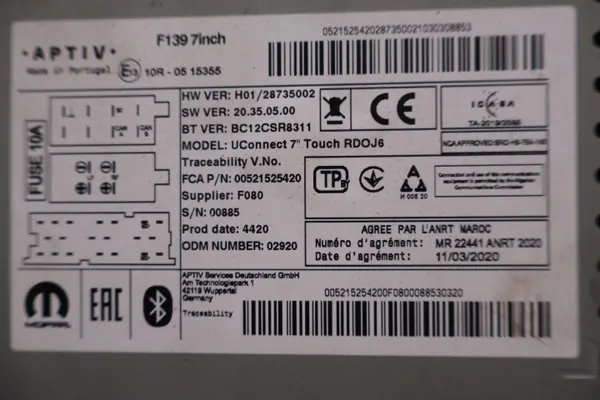 Fiat Panda III Radion Navigointinäyttö OEM '00521525420 image 4
