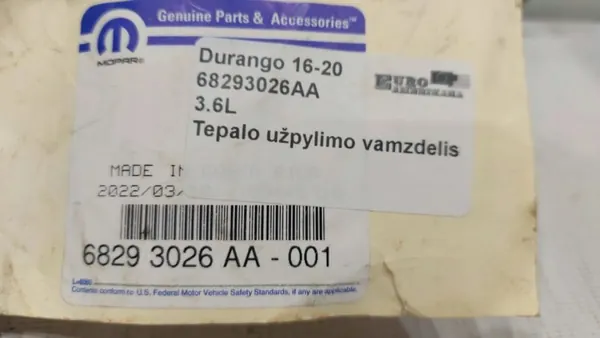 Tubo de llenado de aceite Dodge Durango 2018 OEM 68293026AA image 3