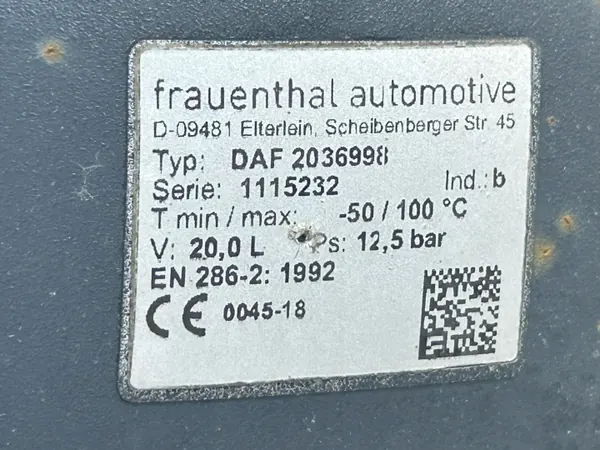DAF XF 106 Ilmasäiliö 20L OEM 2036998 - Käytetty image 3