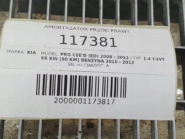 Ammortizzatore Anteriore Destro Kia Pro Ceed I 54650-1h500 image 9